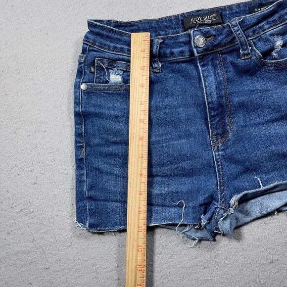 Judy‎ Blue Cut Off Denim Shorts Women 27/4 The High Rise Stretch 1" Inseam - Picture 3 of 11